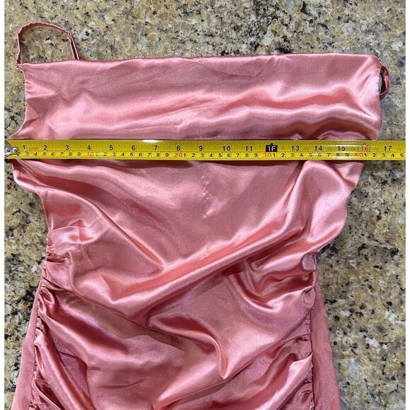 NWT Ruched Blush Satin Mini Slip Dress SZ 10 Tall Elegant Coquette Office Siren - Picture 13 of 16